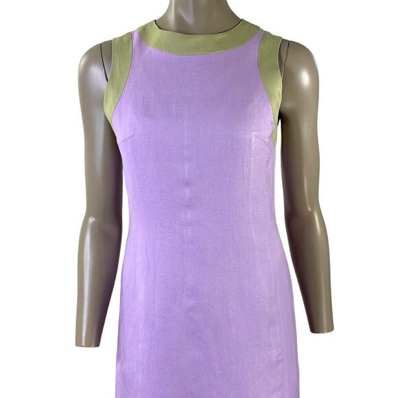 Harve Benard Vintage Linen Blend Sleeveless Sheath Pencil Dress Size 6 Lilac - Picture 4 of 14